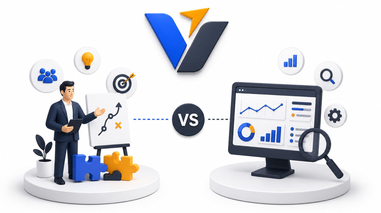 consultacny vs tool AI visibility consultant compared to AI visibility tool - B2B brand strategy - Visifly